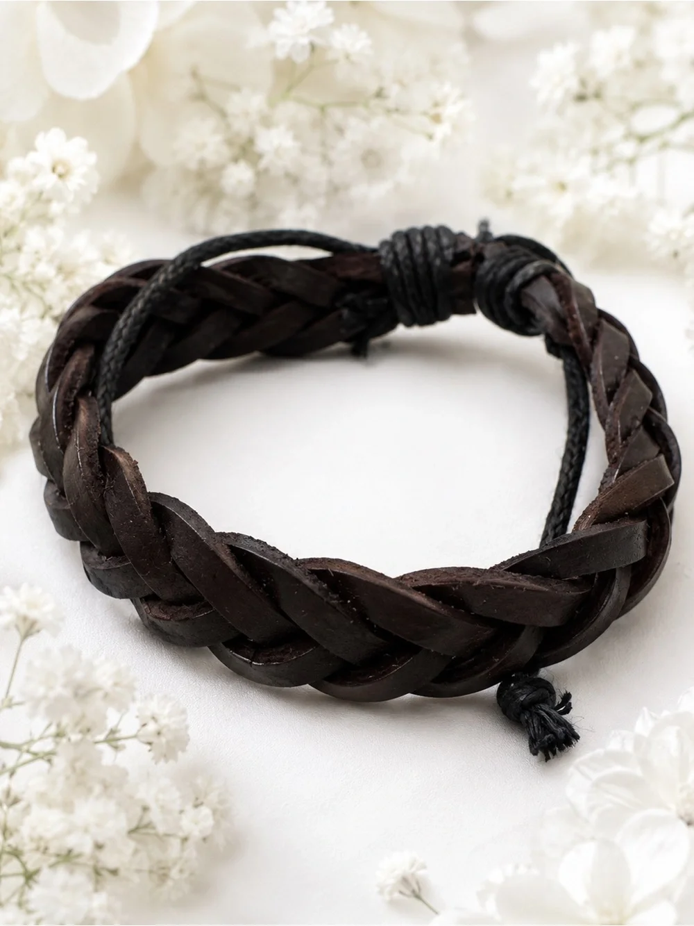 Men's Braided Leather Bracelet - Brown